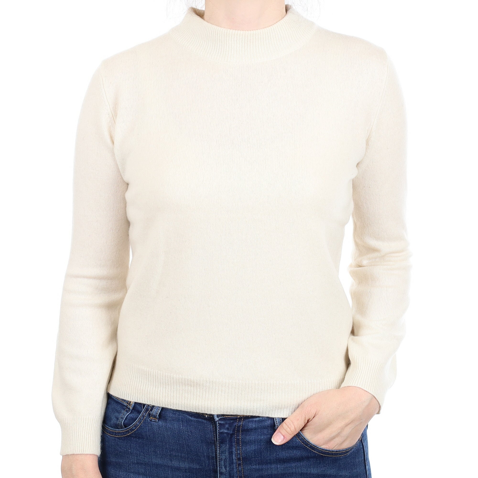 Ivory Cashmere Turtleneck Jumper Small