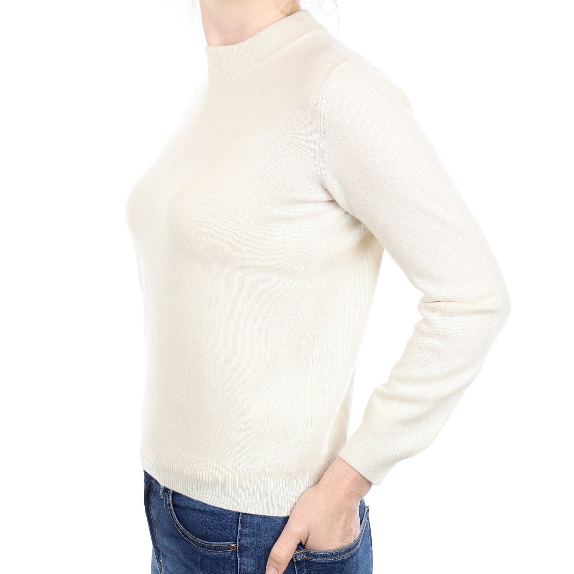 Ivory Cashmere Turtleneck Jumper Small