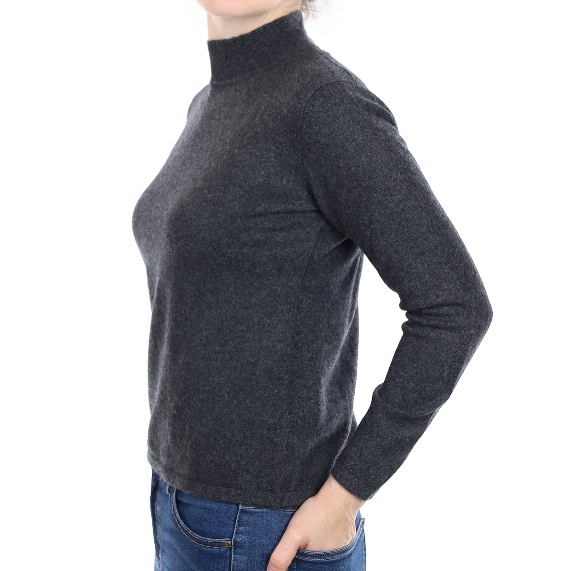 Granite Grey Cashmere Turtleneck Jumper Small