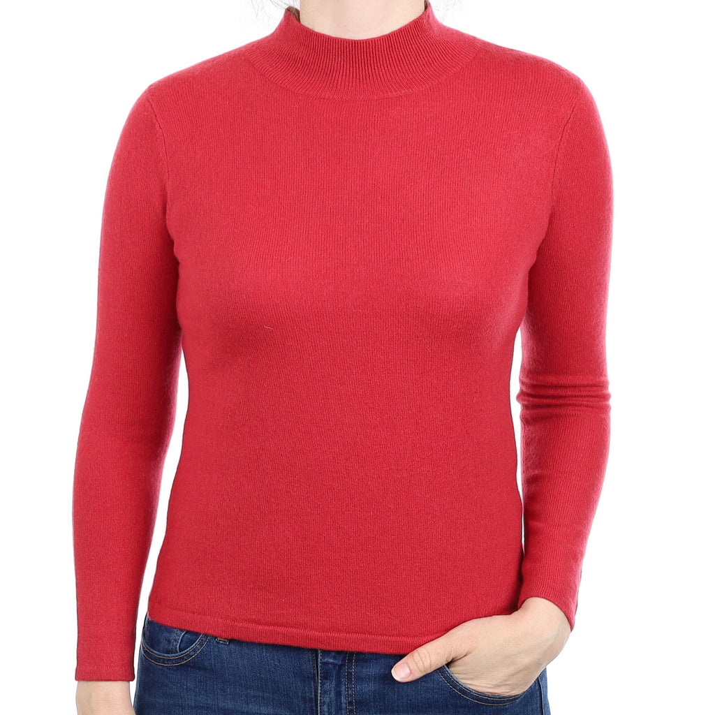 Cranberry Red Cashmere Turtleneck Jumper Small