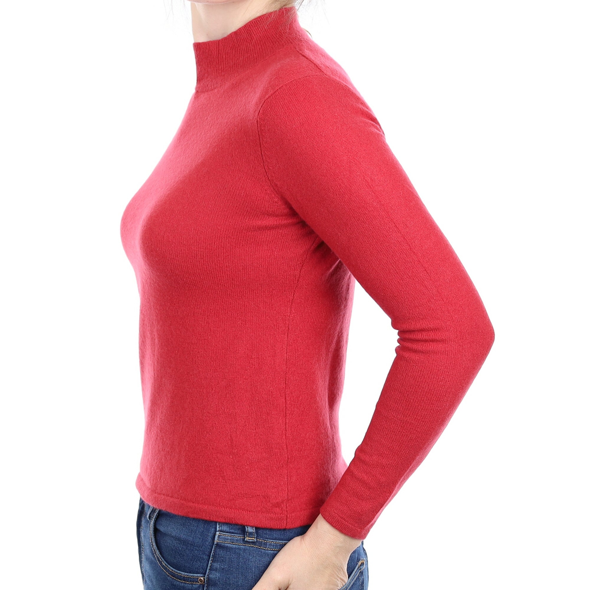 Cranberry Red Cashmere Turtleneck Jumper Small