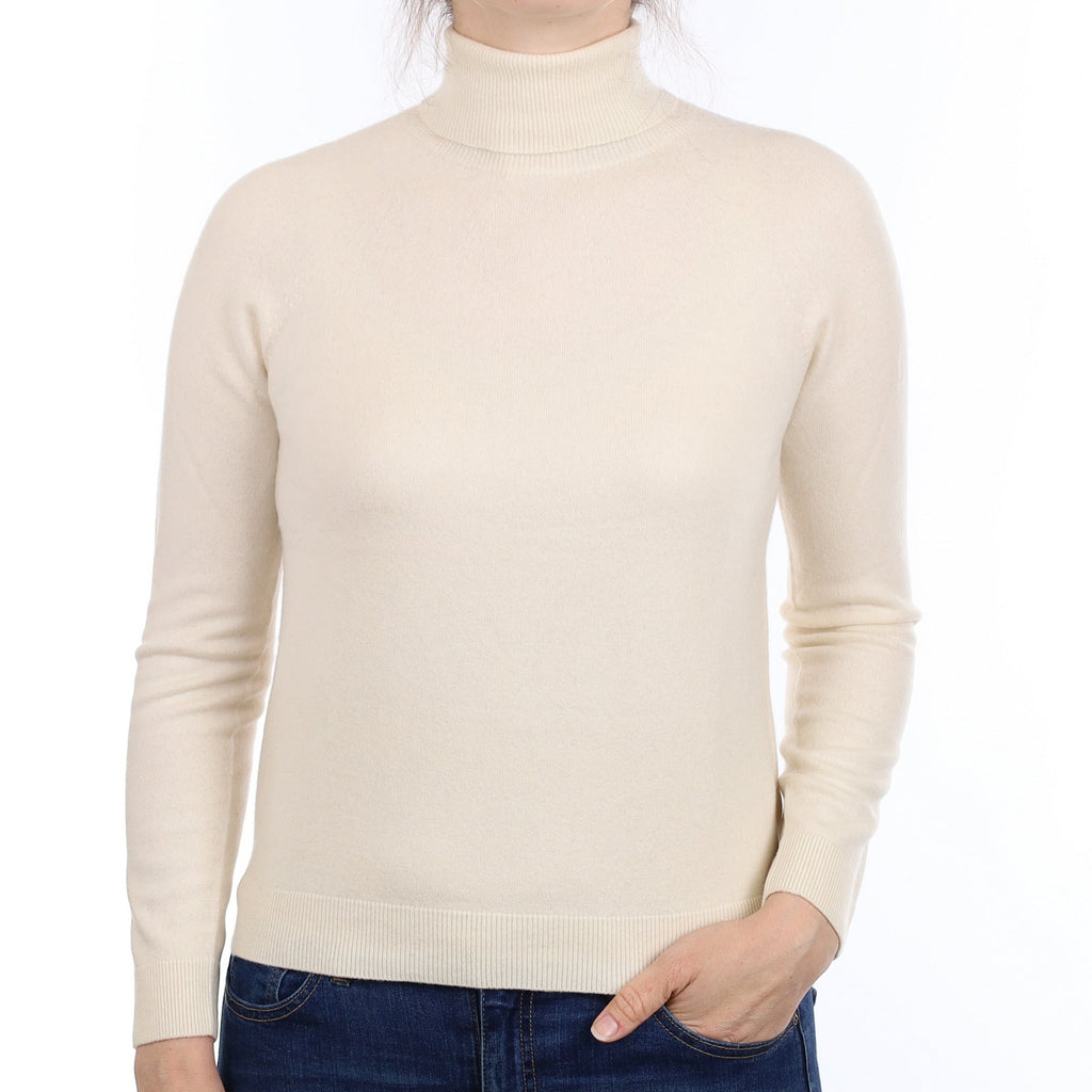Cream Cashmere Polo Neck Jumper Small