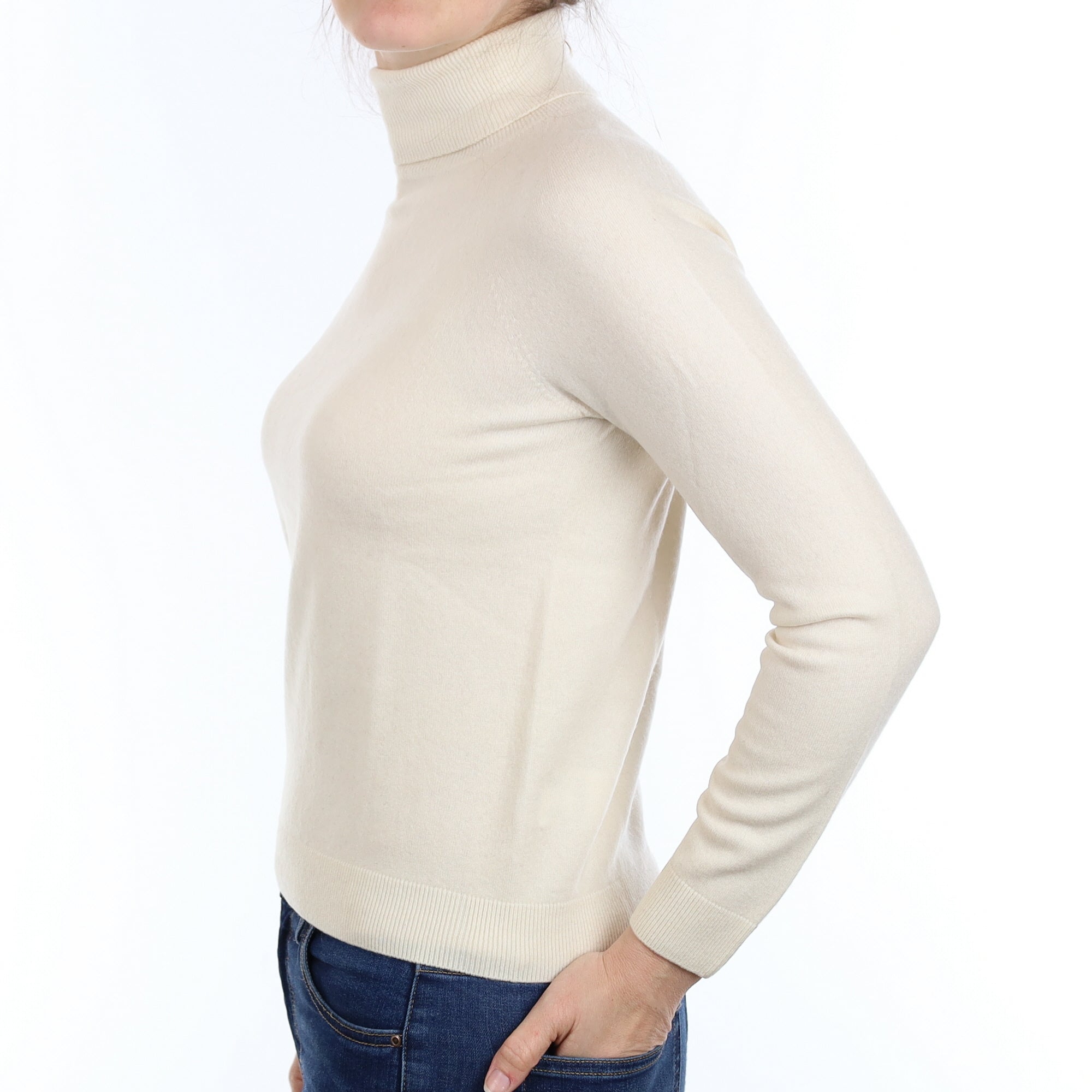 Cream Cashmere Polo Neck Jumper Small