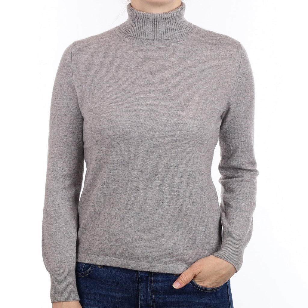 Smoke Grey Cashmere Polo Neck Jumper Small