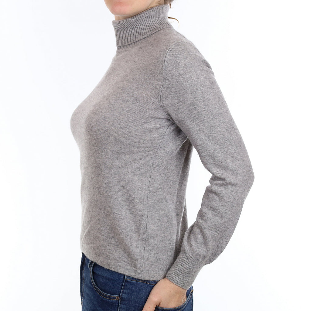 Smoke Grey Cashmere Polo Neck Jumper Small