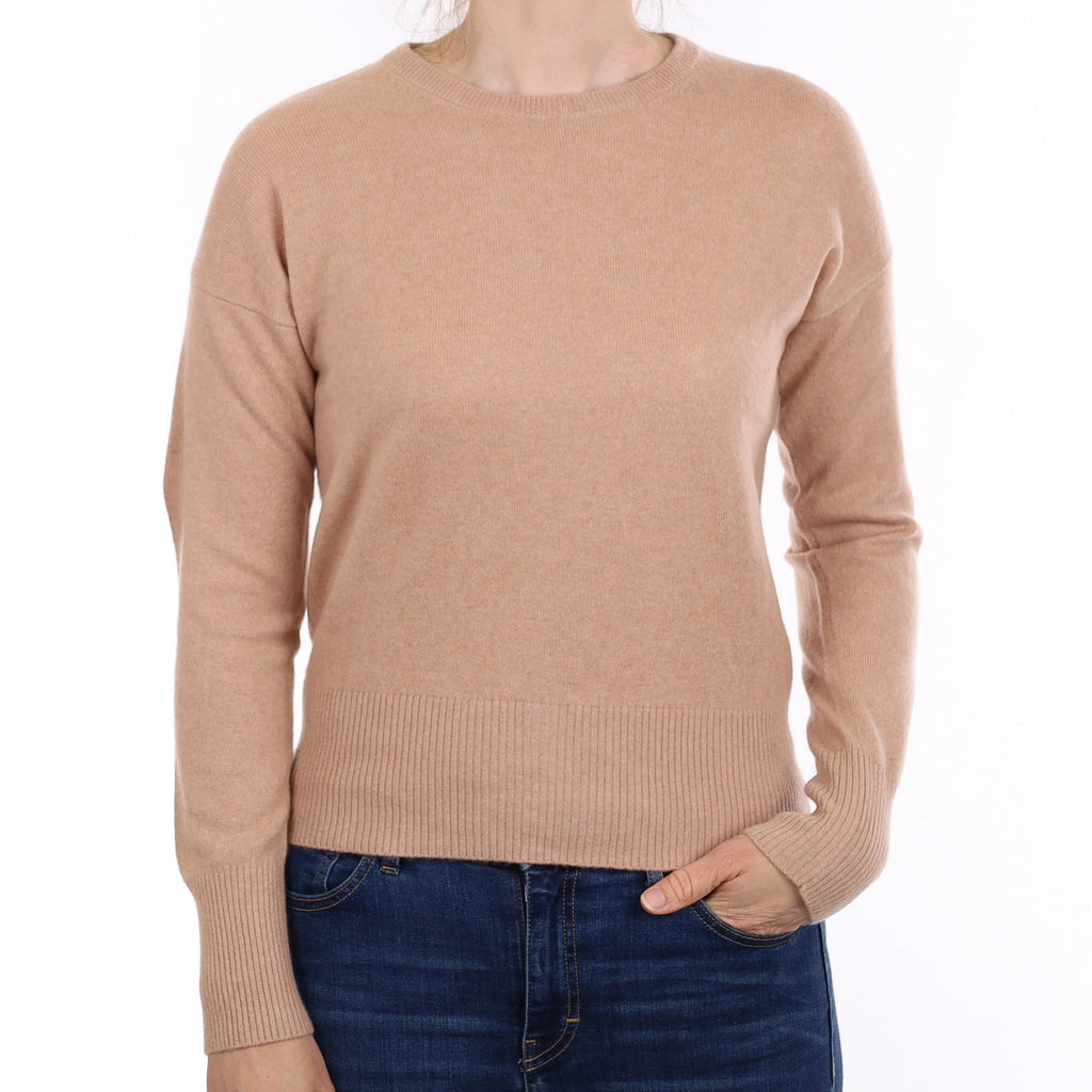 Buff Beige Cashmere Crew Neck Jumper Small