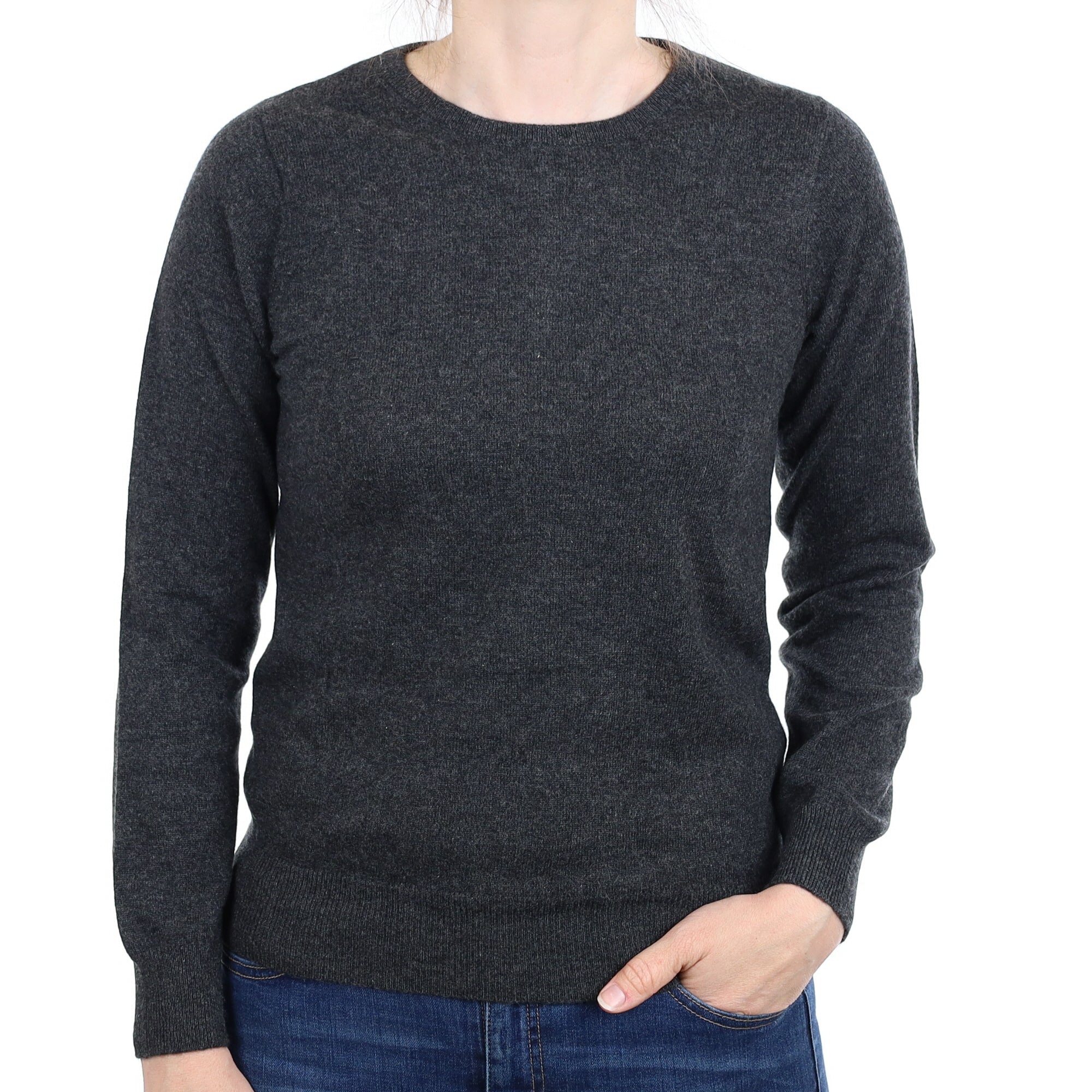Charcoal Grey Cashmere Crew Neck Jumper Small