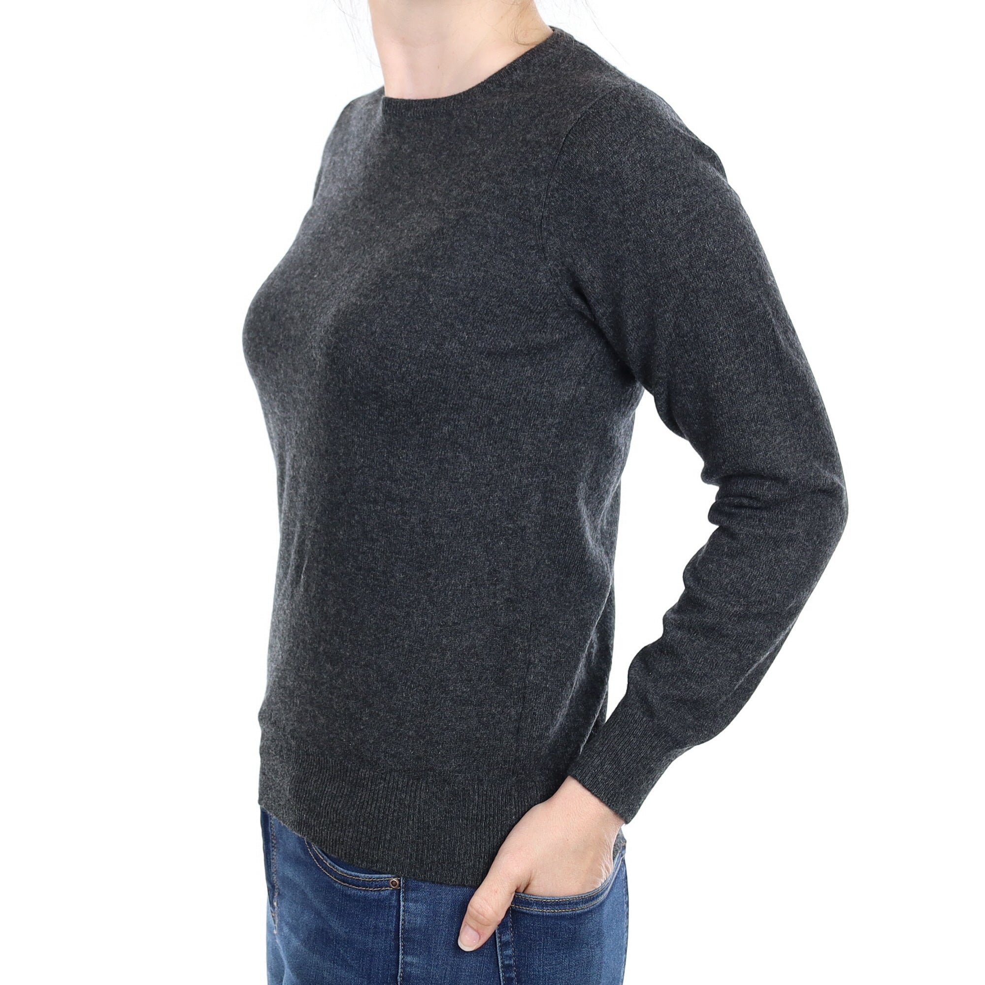 Charcoal Grey Cashmere Crew Neck Jumper Small