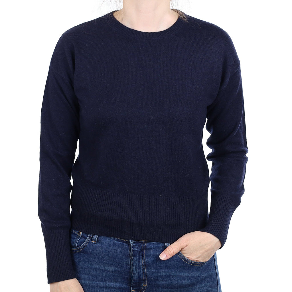 Dark Navy Cashmere Crew Neck Jumper Small