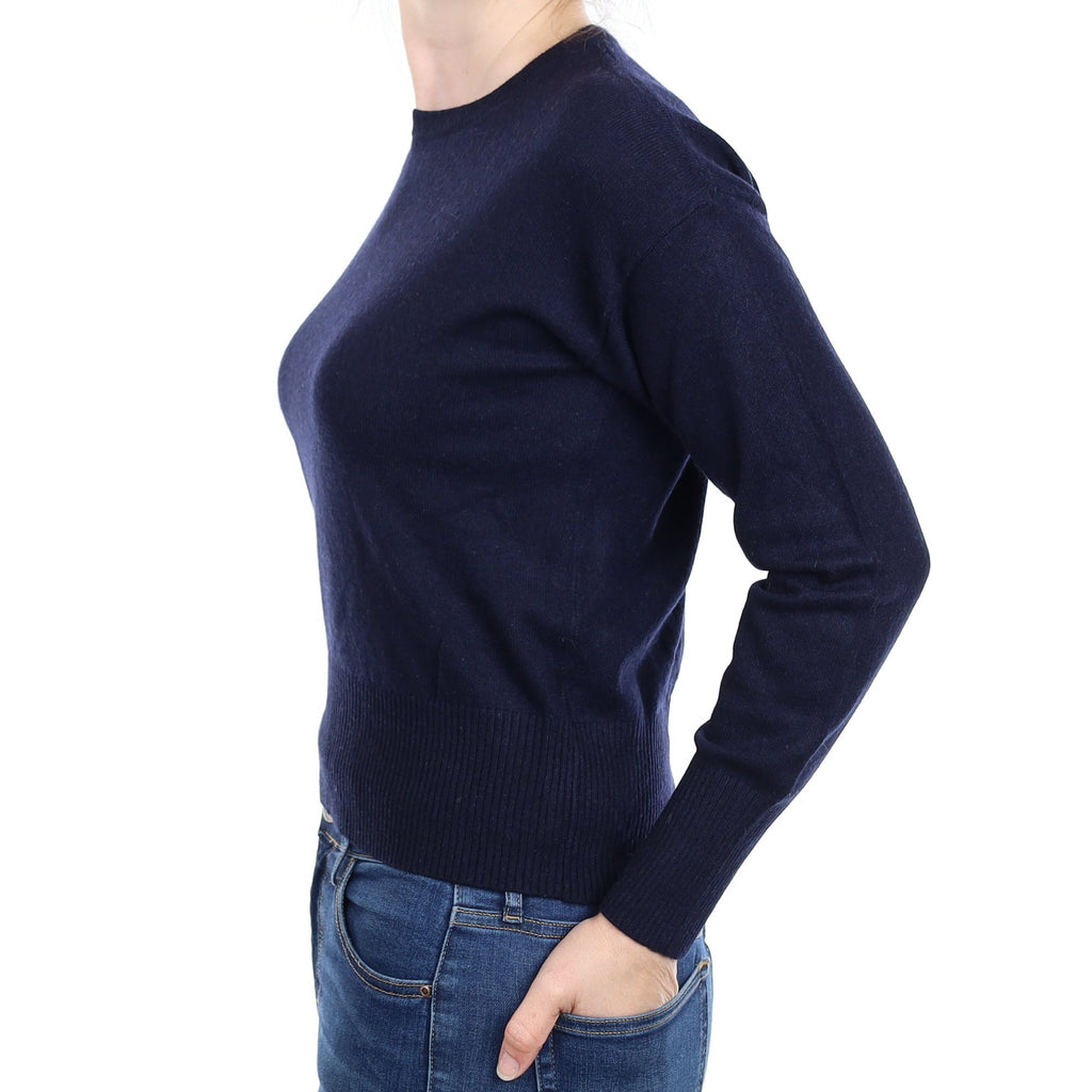 Dark Navy Cashmere Crew Neck Jumper Small