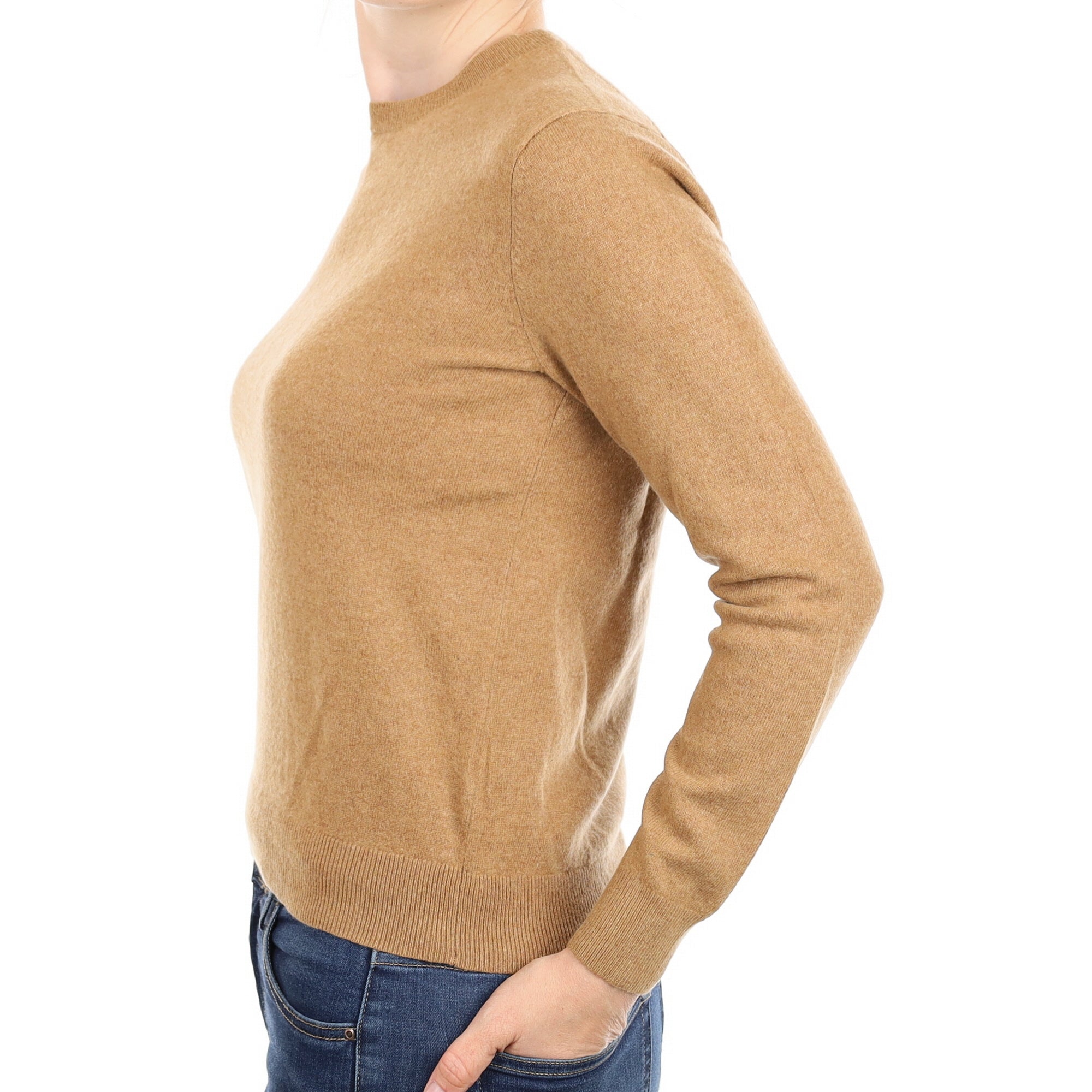Butterscotch Brown Cashmere Crew Neck Jumper Small