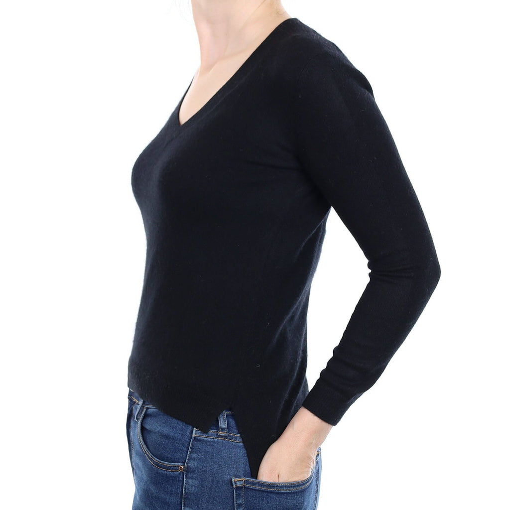 Black Cashmere V Neck Jumper Small