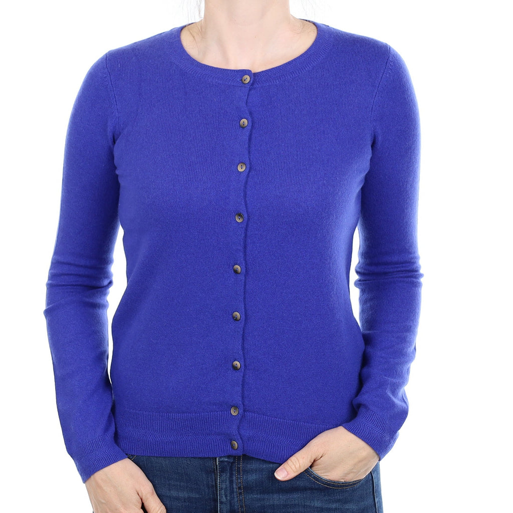 Admiral Blue Cashmere Crew Neck Cardigan Small