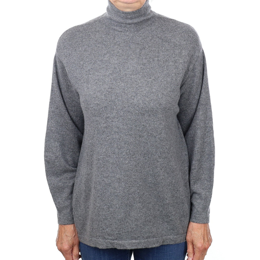Slate Grey Slouchy Cashmere Funnel Neck Jumper Medium