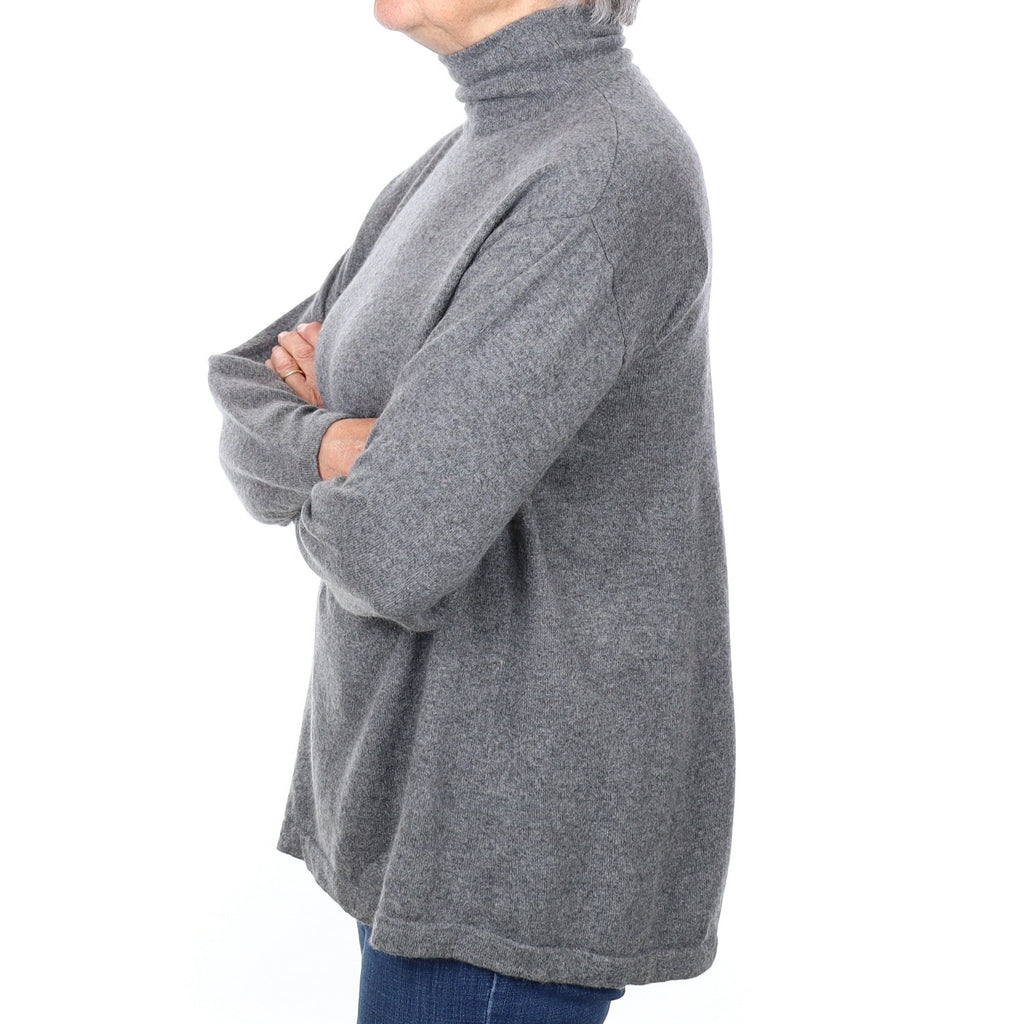 Slate Grey Slouchy Cashmere Funnel Neck Jumper Medium