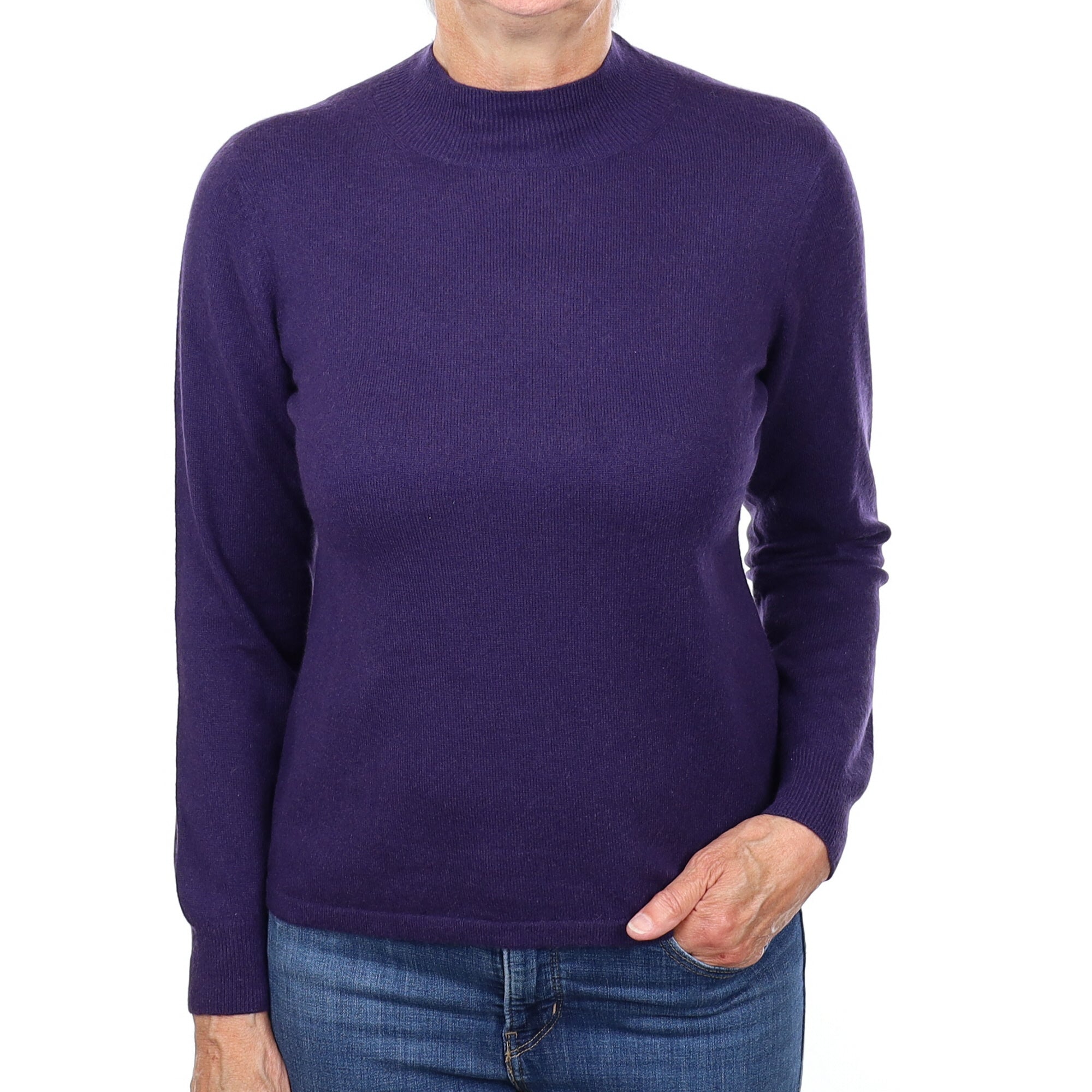 Deep Purple Cashmere Turtleneck Jumper Medium