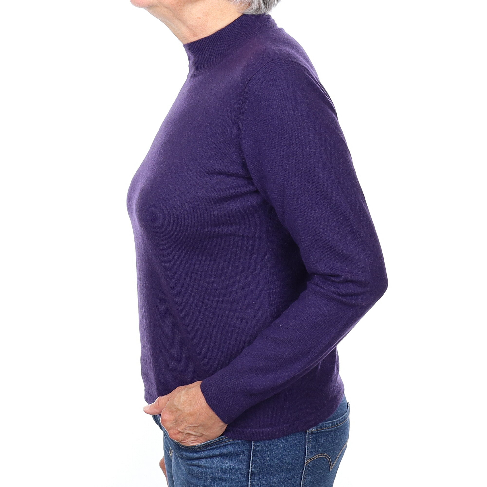 Deep Purple Cashmere Turtleneck Jumper Medium