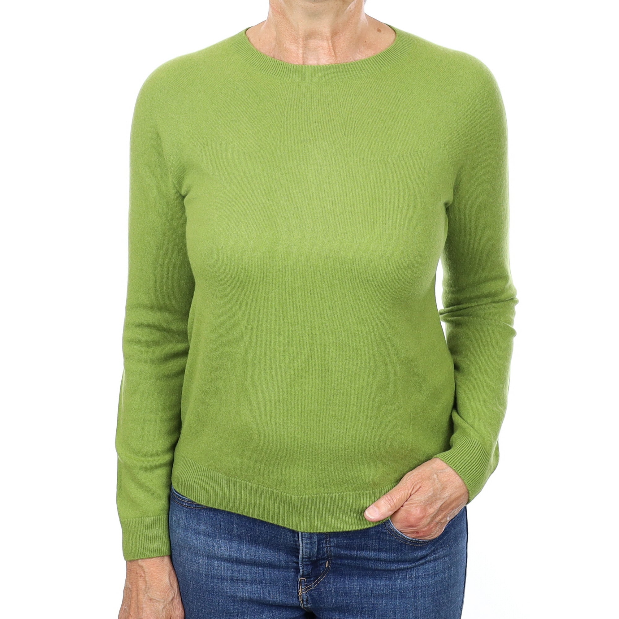 Apple Green Cashmere Crew Neck Jumper Medium