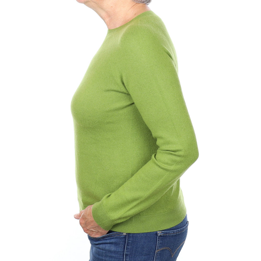 Apple Green Cashmere Crew Neck Jumper Medium