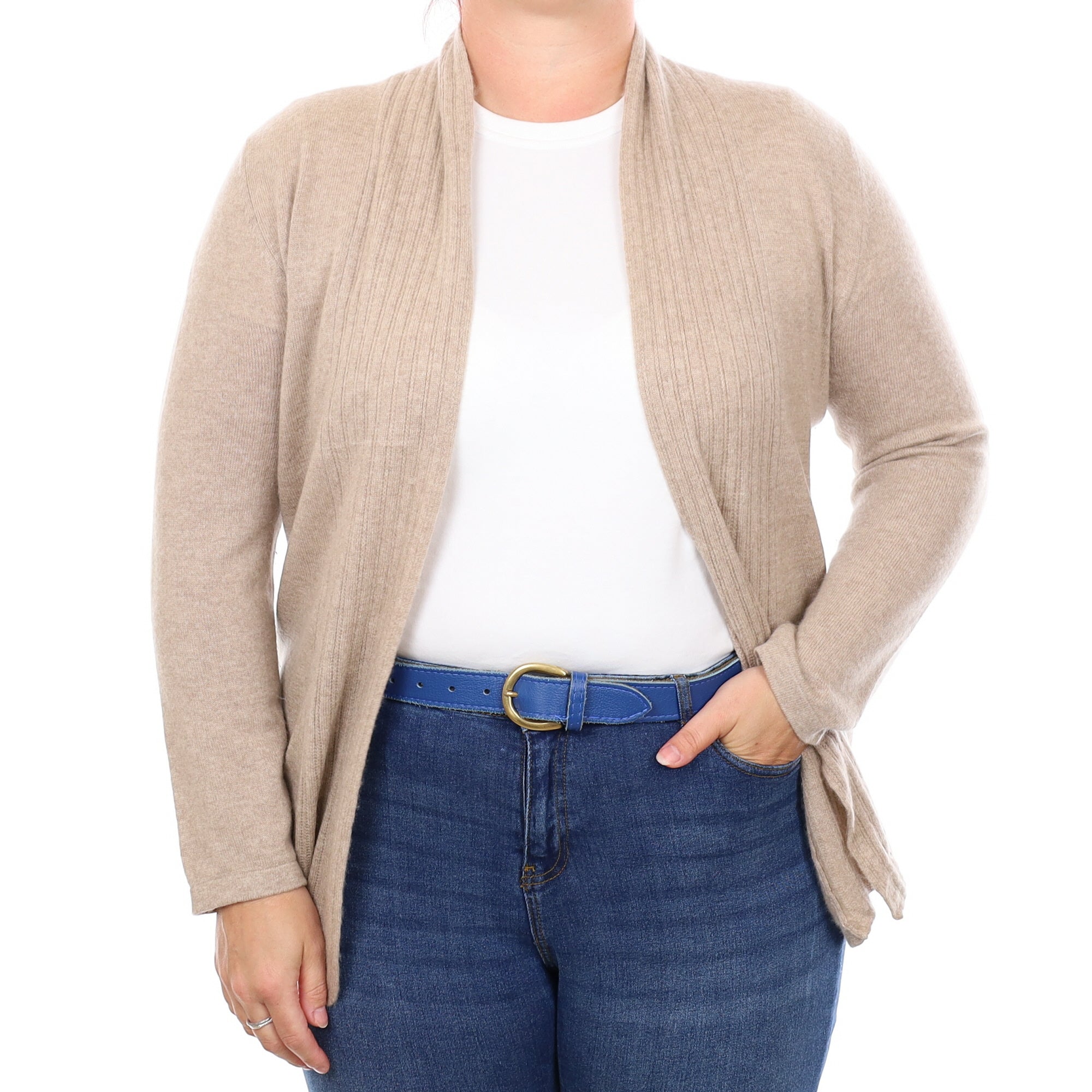 Fawn Cashmere Edge to Edge Cardigan Large