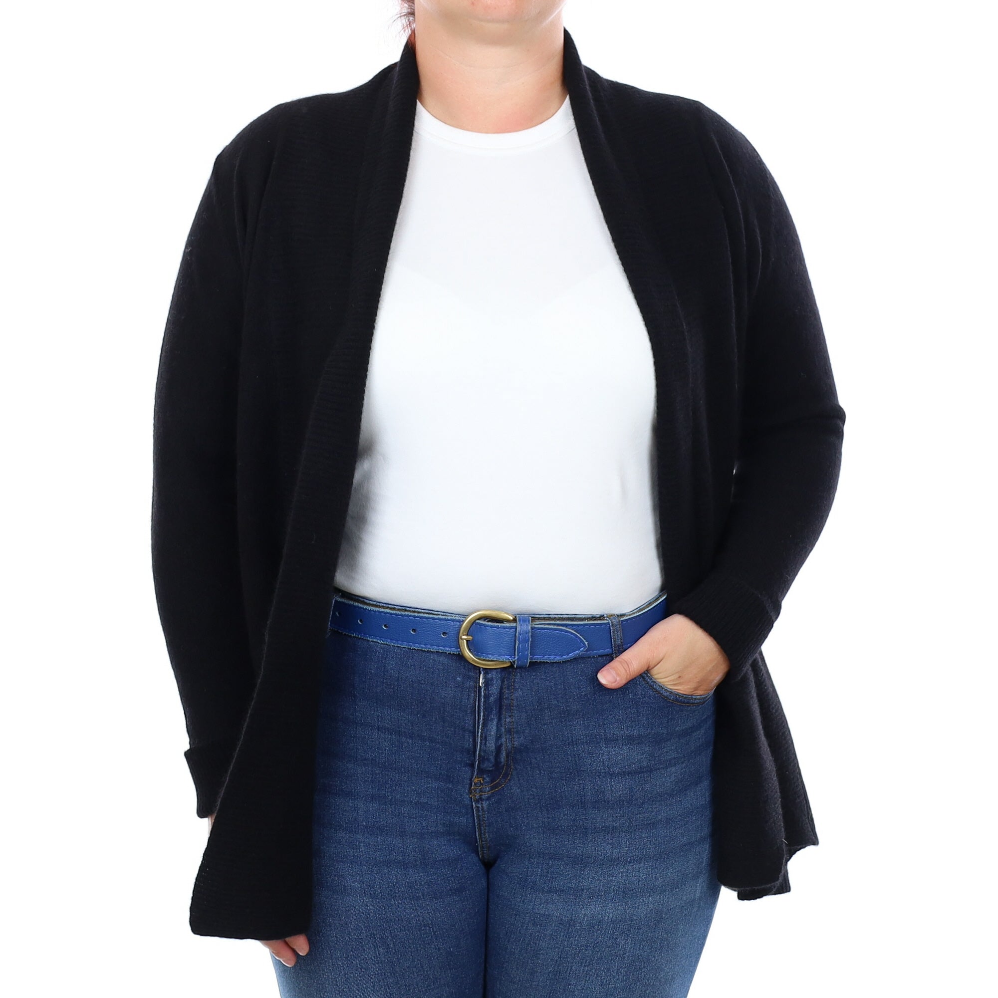 Black Cashmere Edge to Edge Cardigan Large