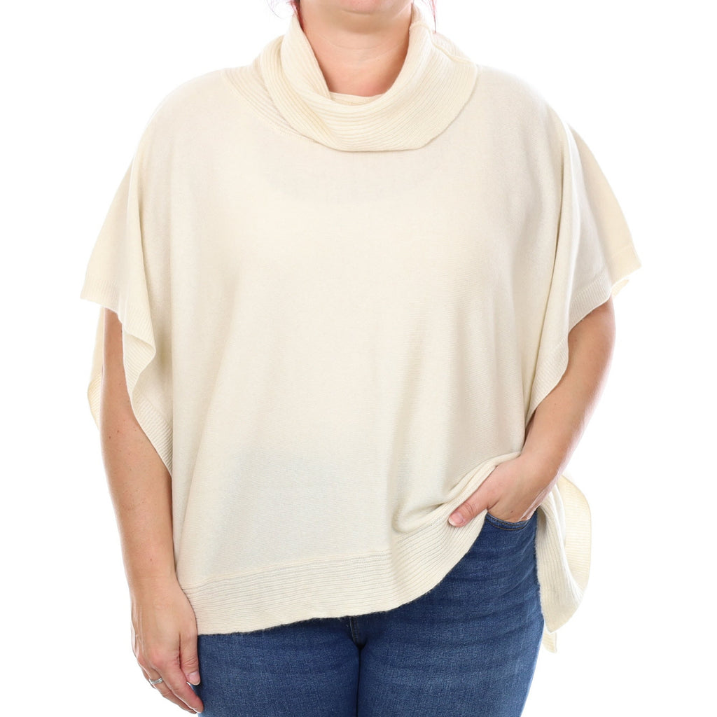 Vanilla Cream Cashmere Cowl Neck Poncho Style Jumper Large