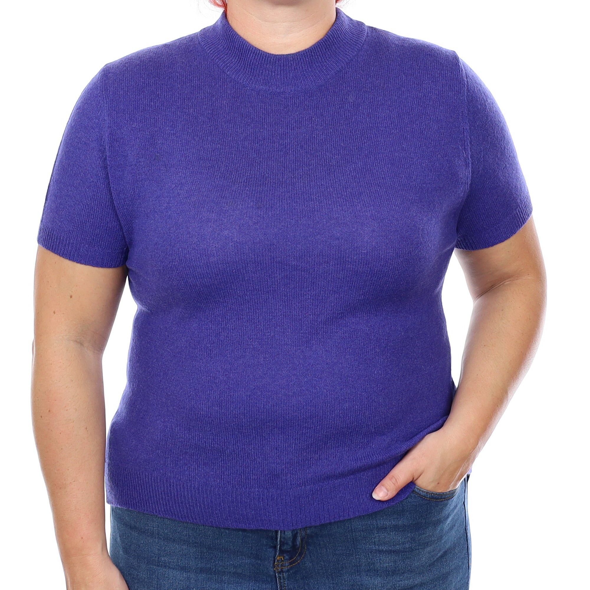 Indigo Blue Cashmere Short Sleeve Turtleneck Jumper Large