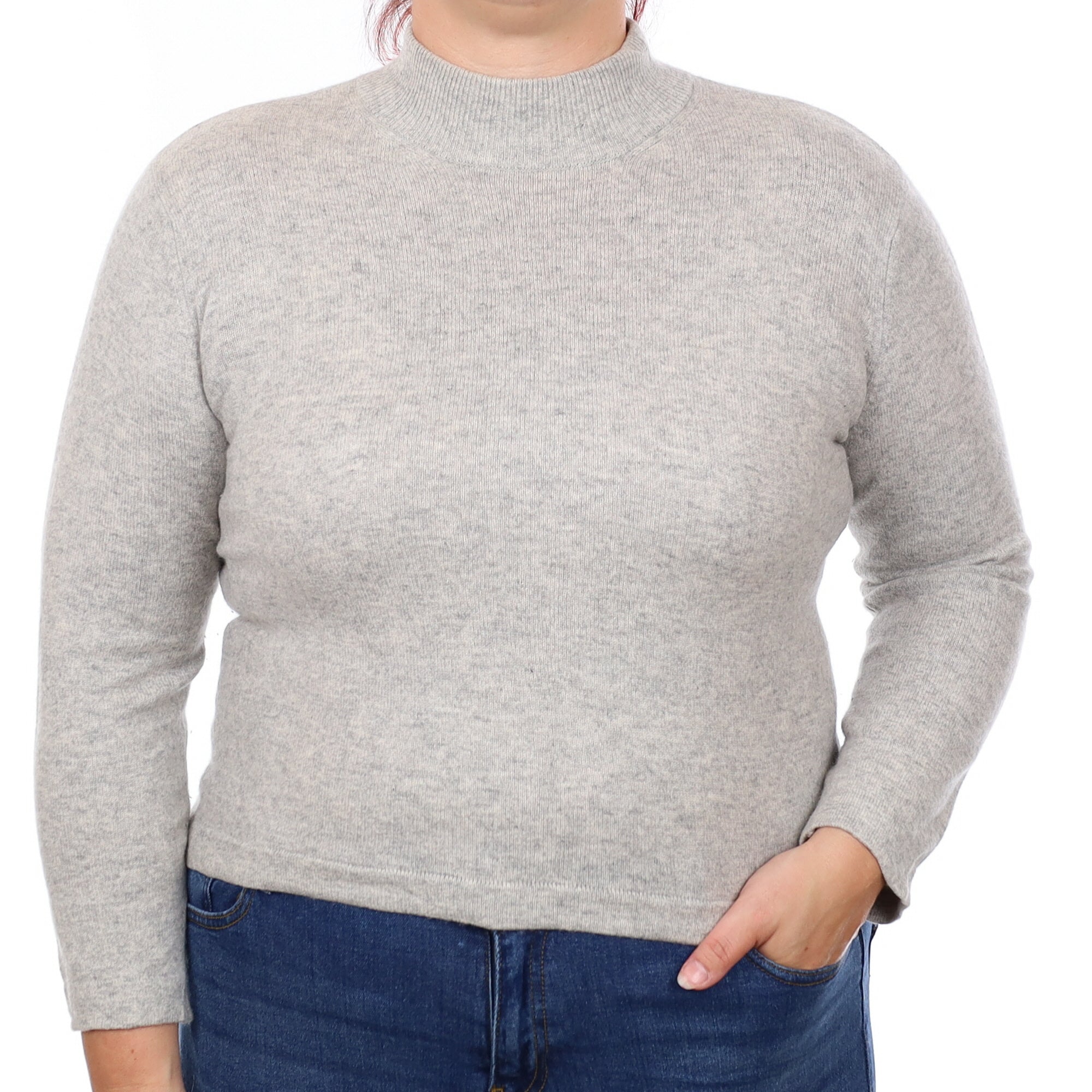 Smoke Grey Cashmere Turtleneck Jumper Large