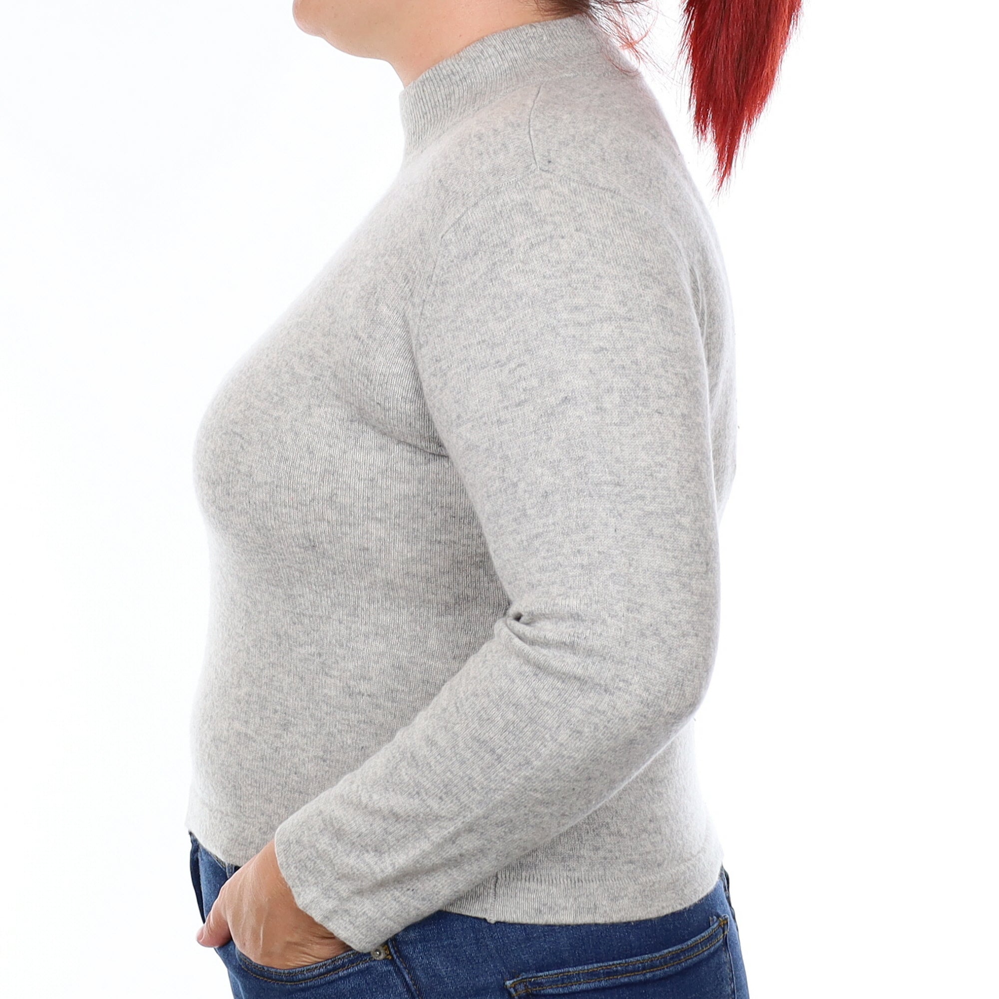 Smoke Grey Cashmere Turtleneck Jumper Large