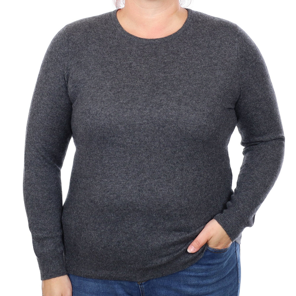 Granite Grey Cashmere Crew Neck Jumper Large