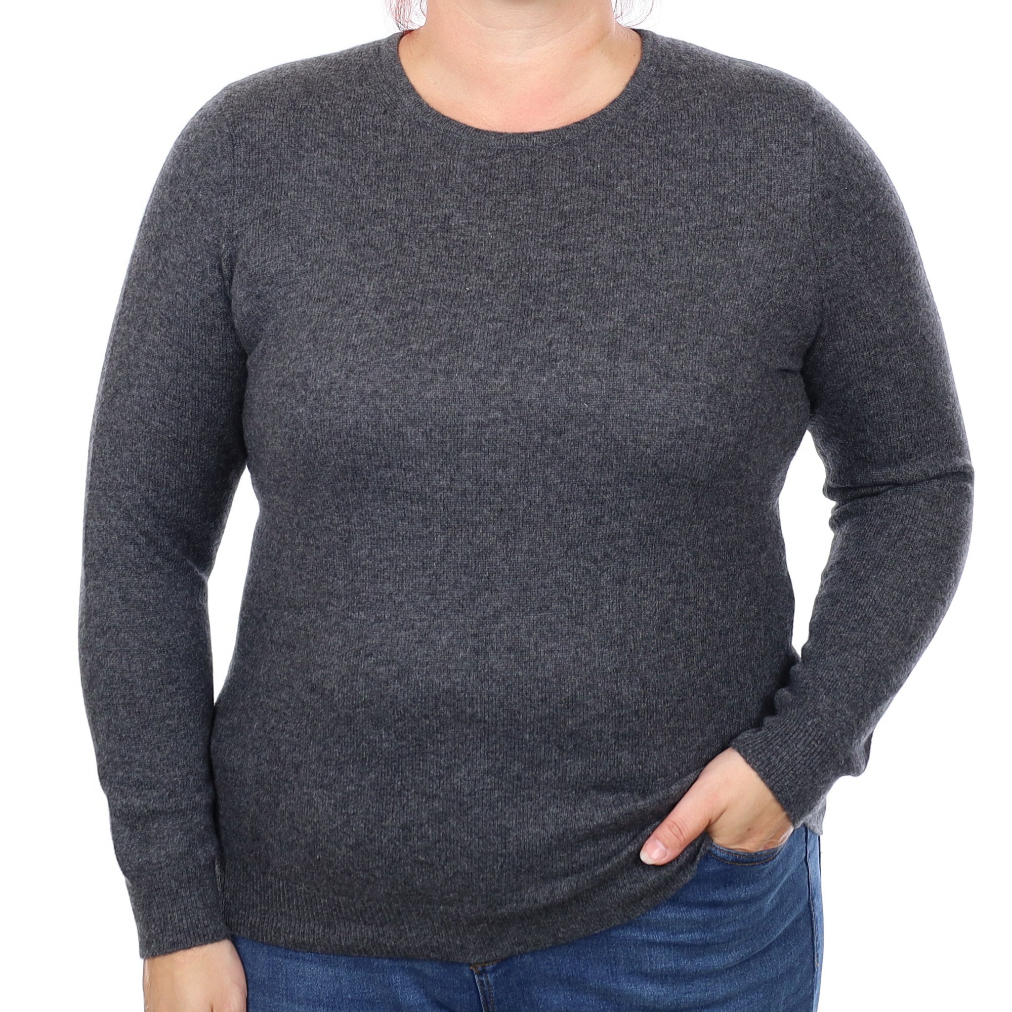 Granite Grey Cashmere Crew Neck Jumper Large
