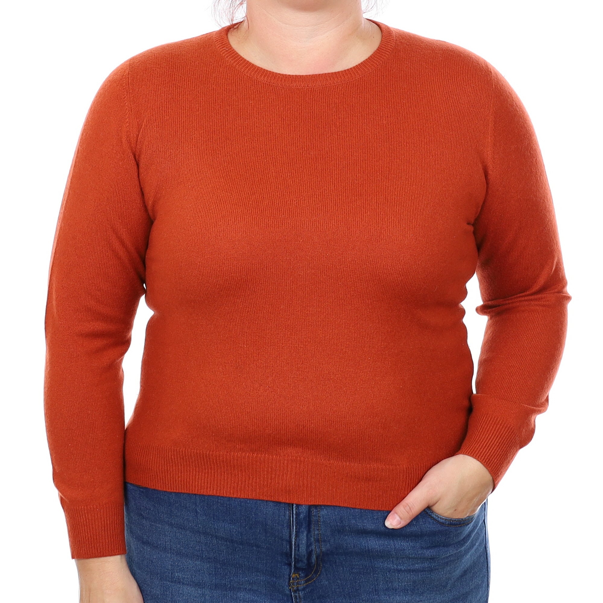 Brick Orange Cashmere Crew Neck Jumper Large