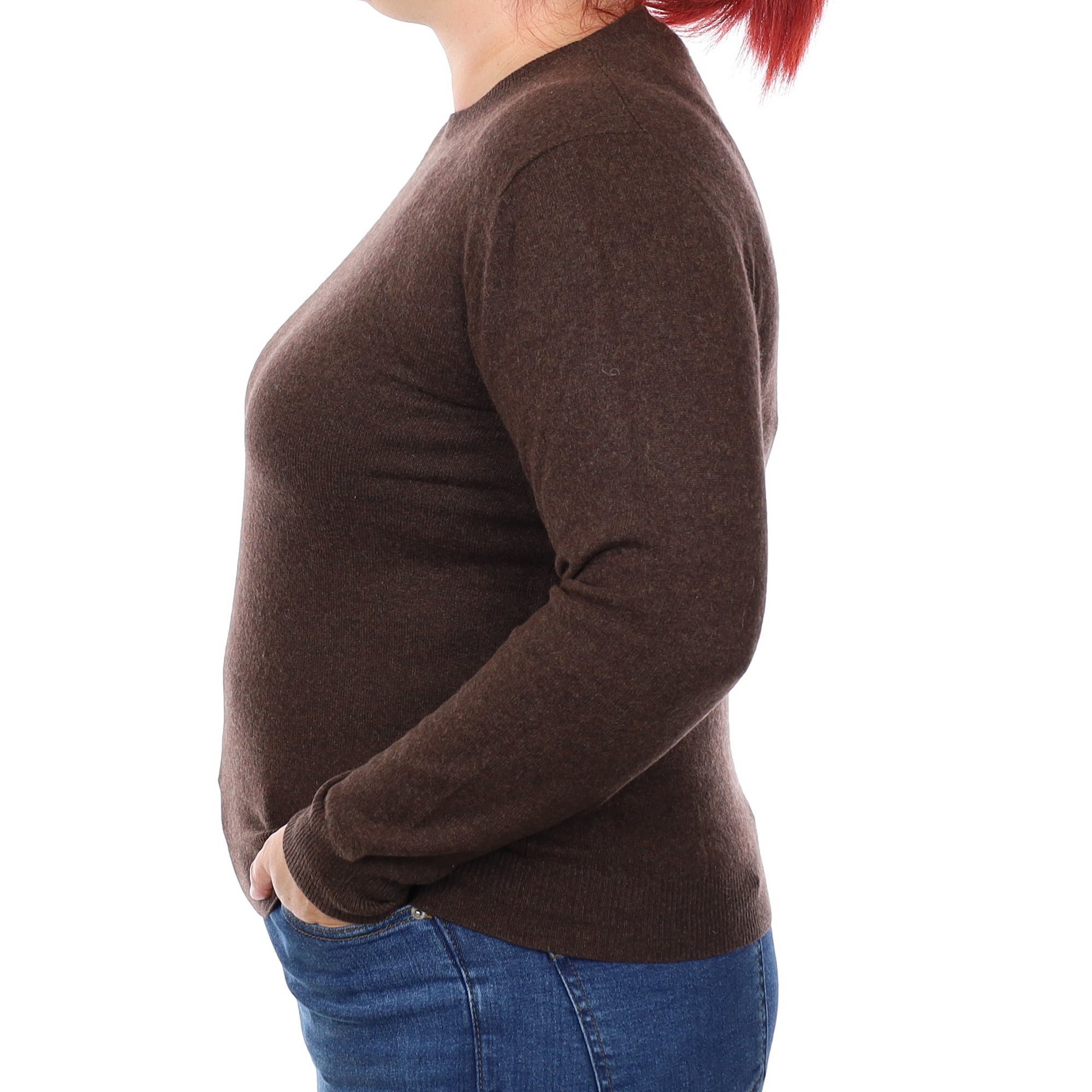 Peppercorn Brown Cashmere Crew Neck Jumper Large