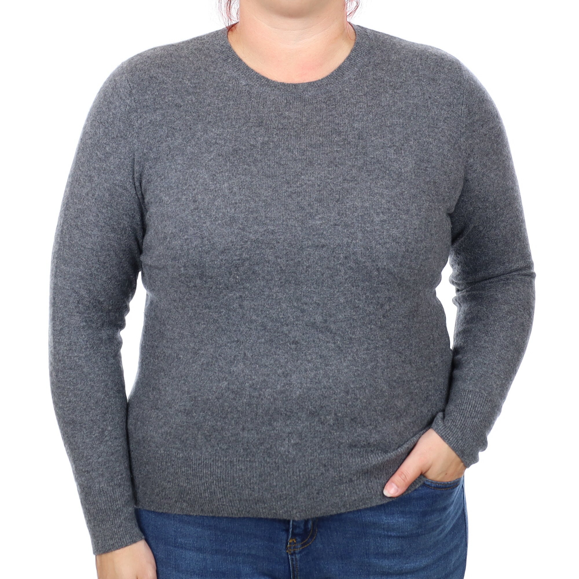 Slate Grey Cashmere Crew Neck Jumper Large