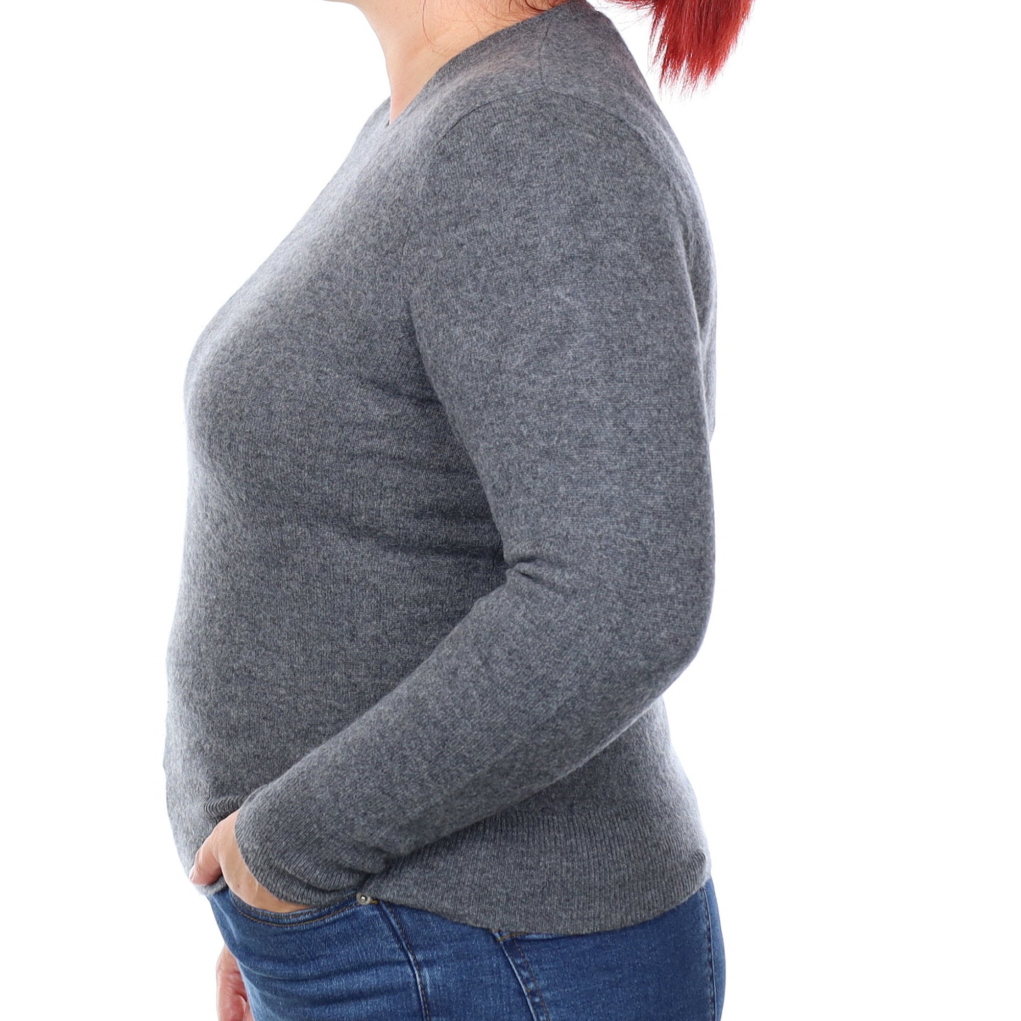 Slate Grey Cashmere Crew Neck Jumper Large