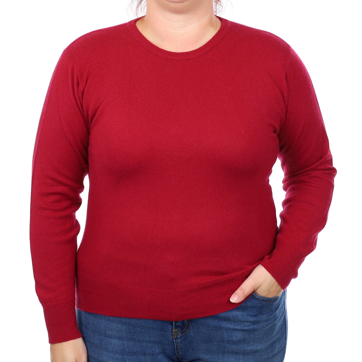 Crimson Red Cashmere Crew Neck Jumper Large