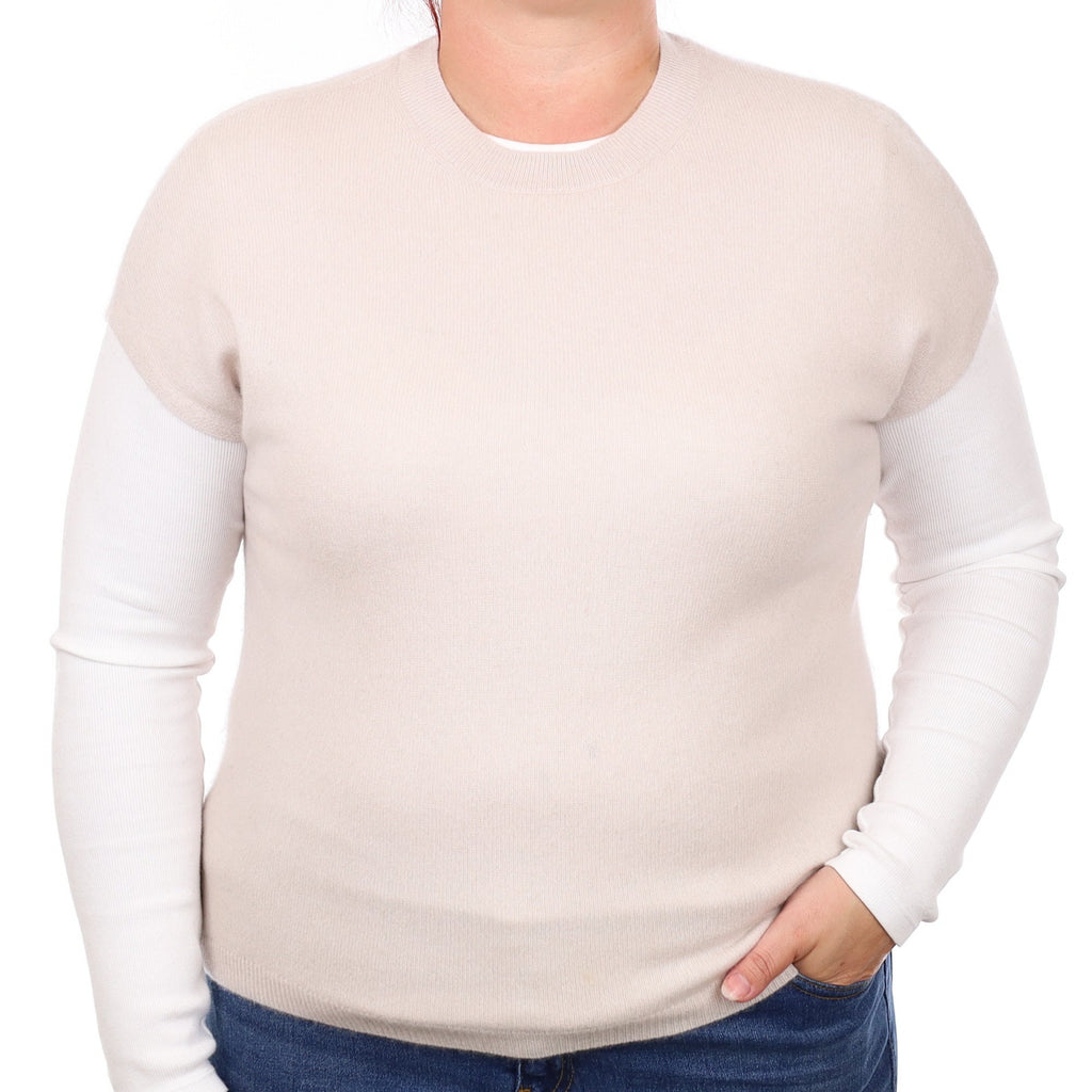 Alabaster Cashmere Capped Sleeve Crew Neck Jumper Large