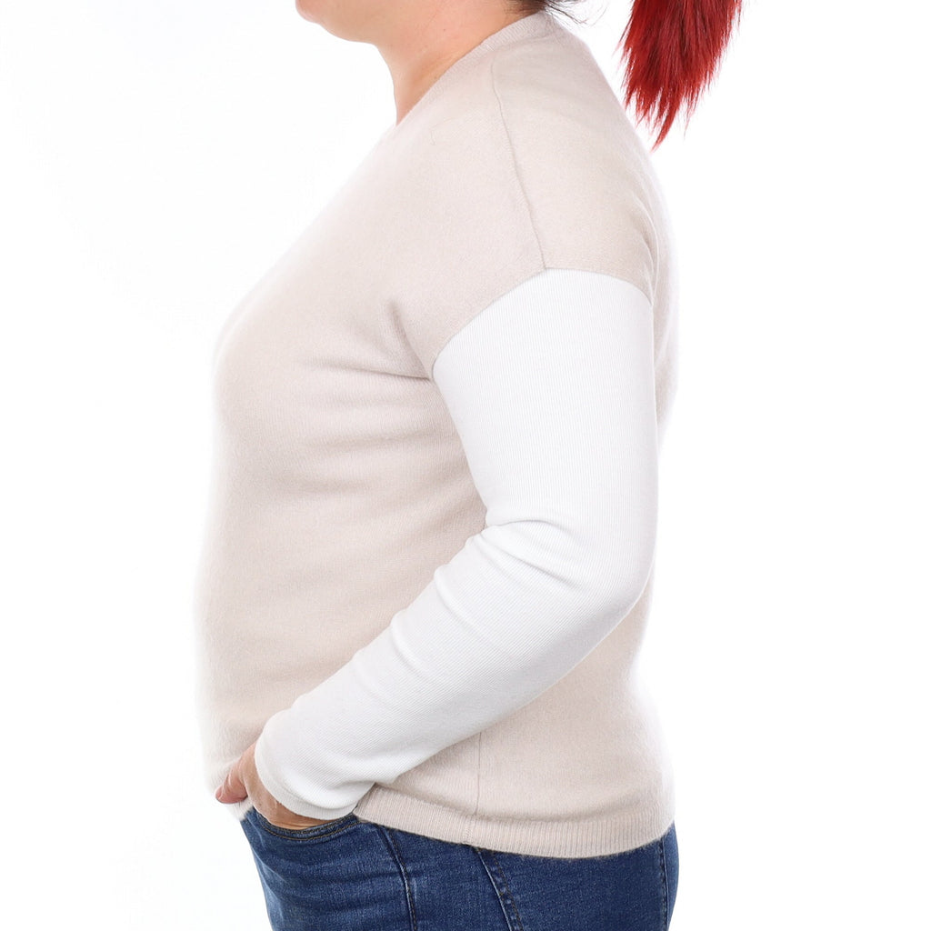 Alabaster Cashmere Capped Sleeve Crew Neck Jumper Large