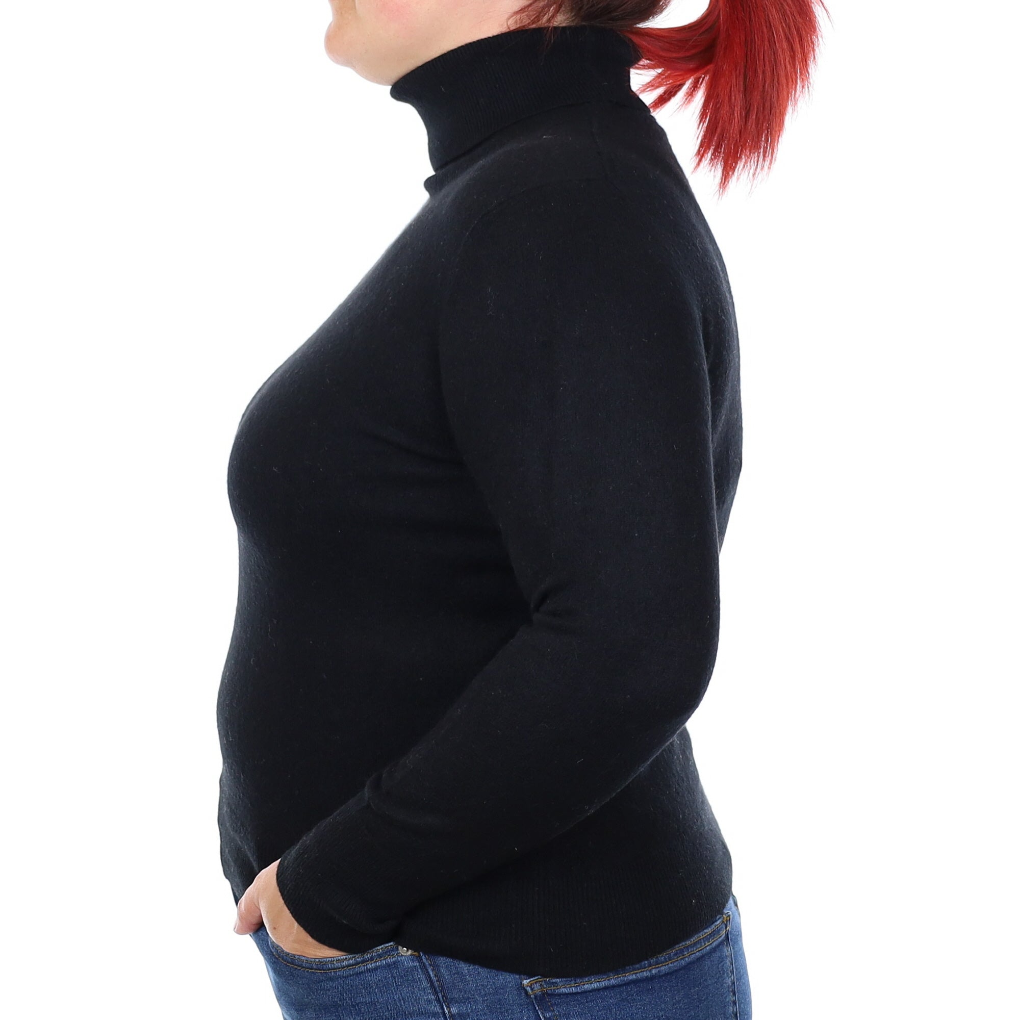 Black Cashmere Polo Neck Jumper Large
