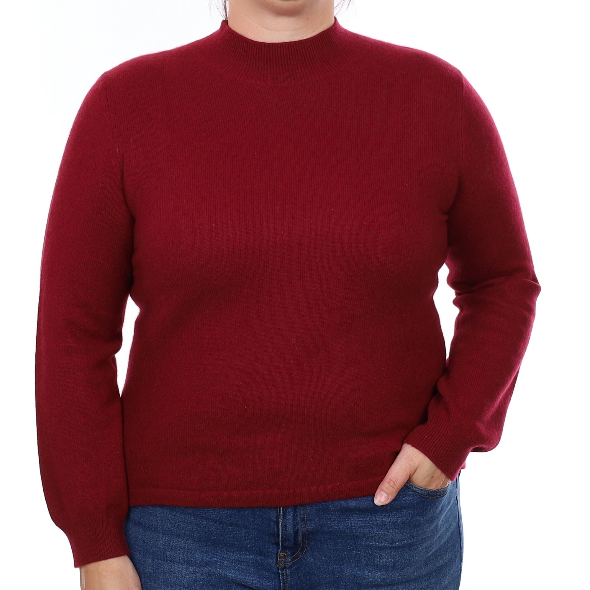 Burgundy Red Cashmere Turtleneck Jumper Large