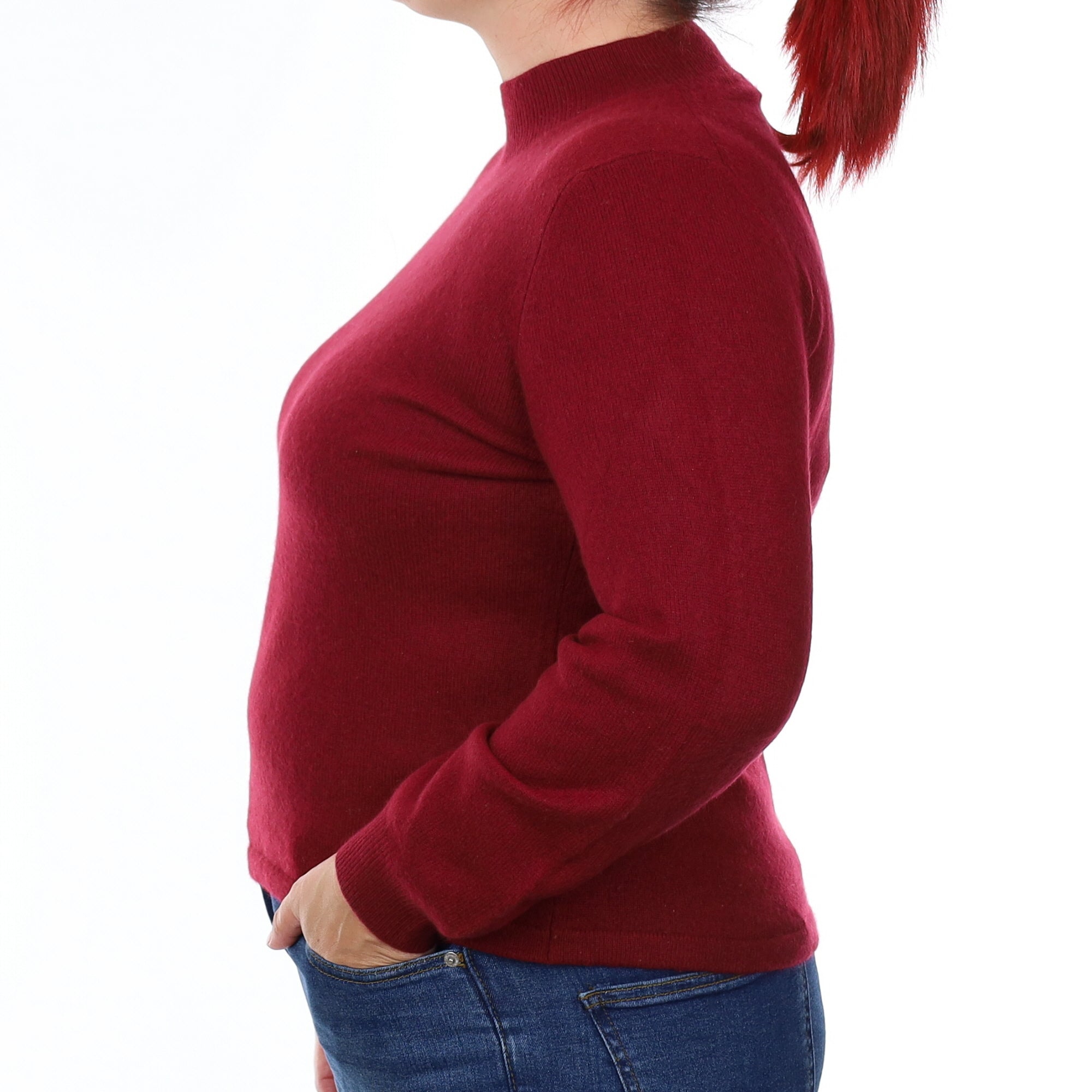 Burgundy Red Cashmere Turtleneck Jumper Large