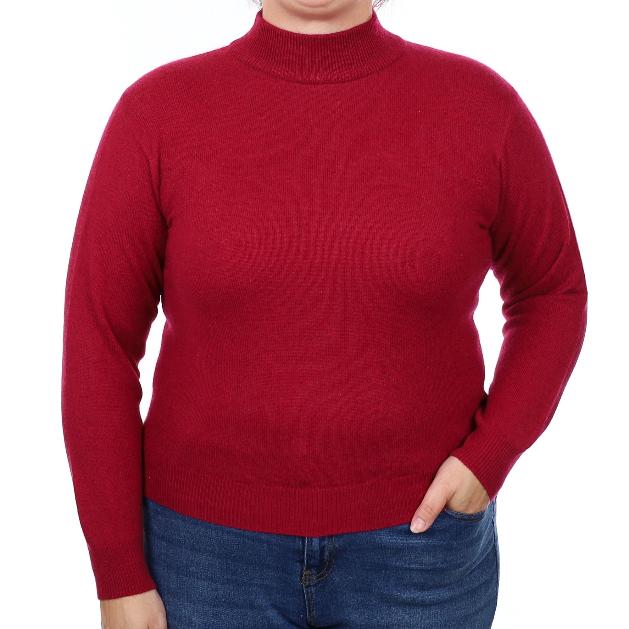 Garnet Red Cashmere Turtleneck Jumper Large