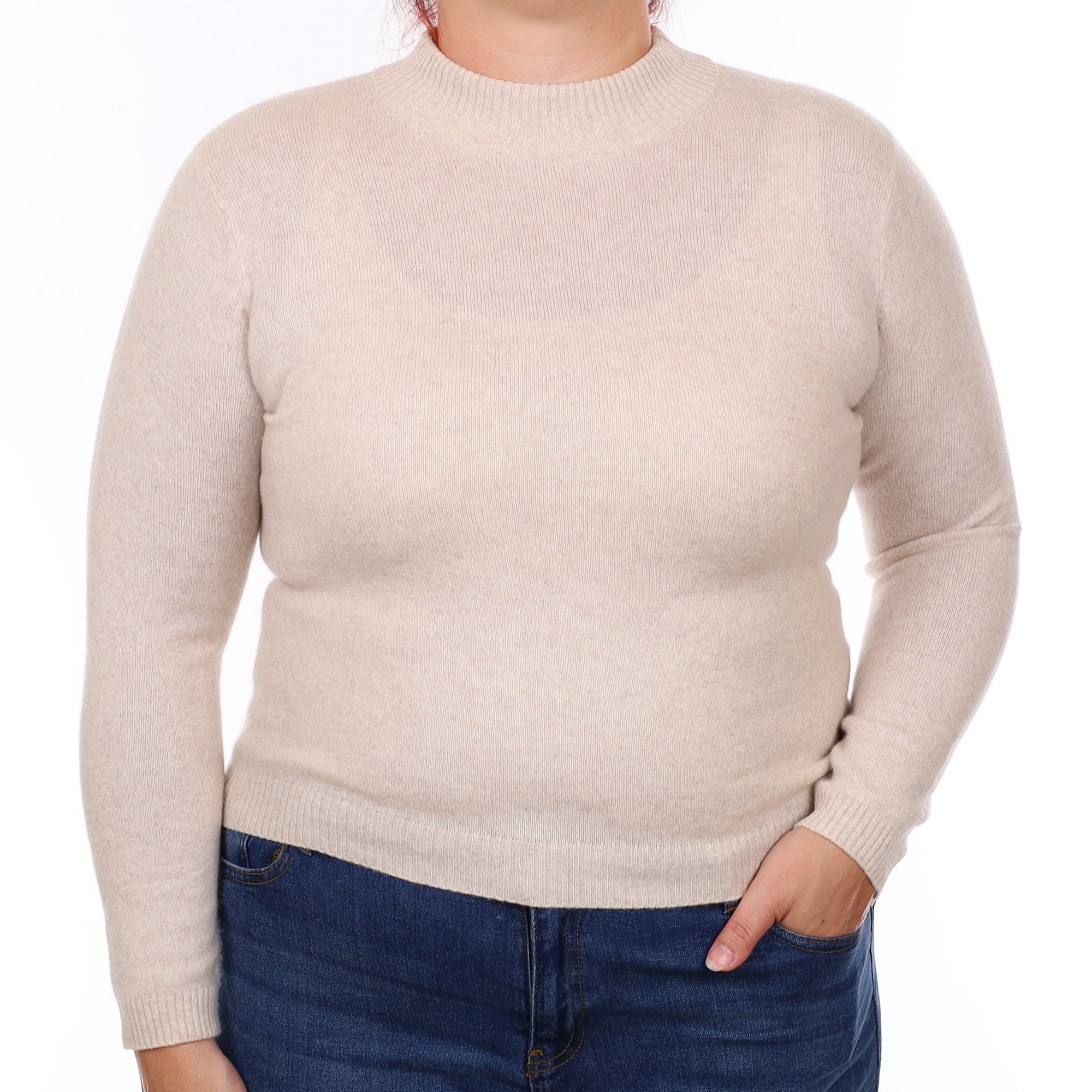 Oatmeal Cashmere Turtleneck Jumper Large