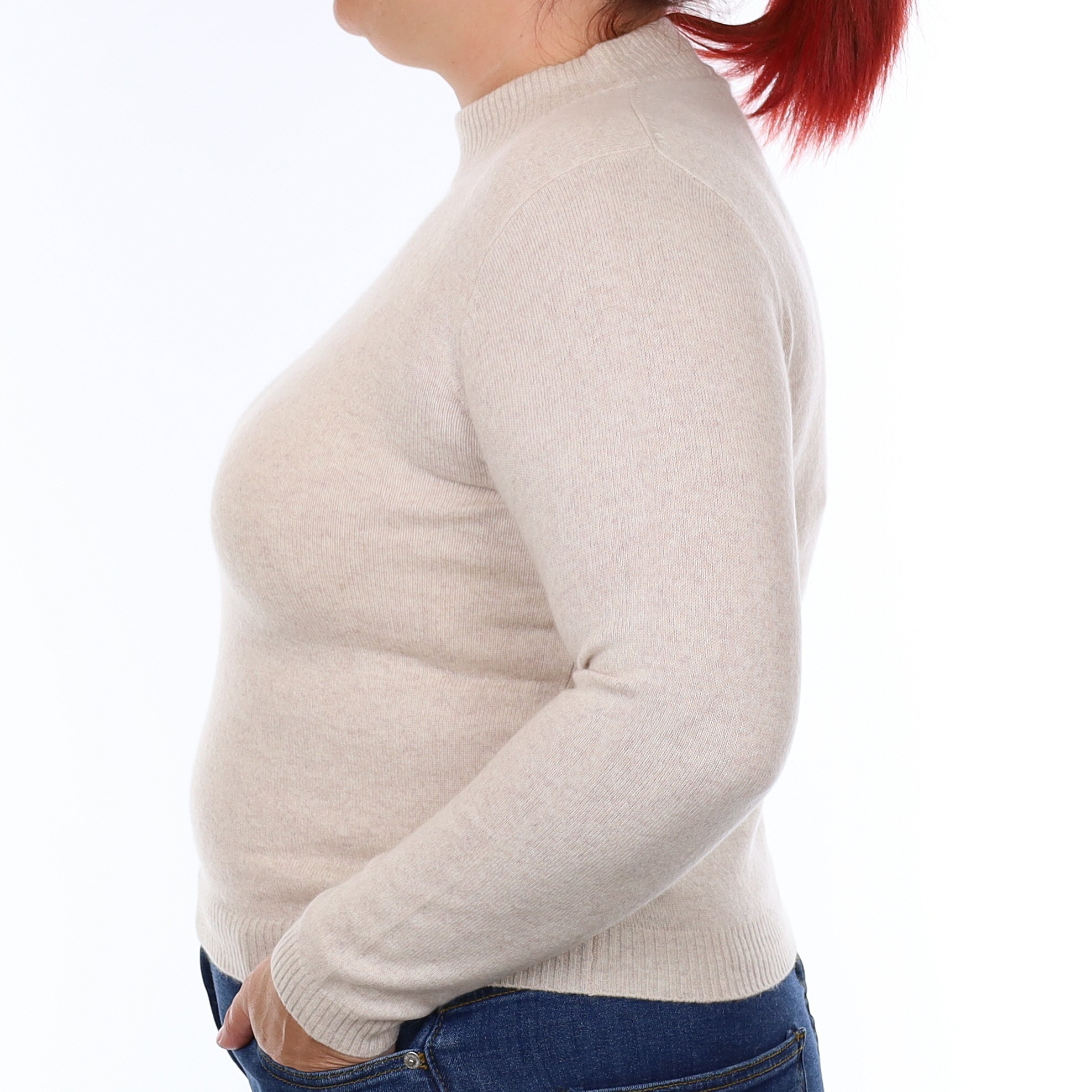 Oatmeal Cashmere Turtleneck Jumper Large
