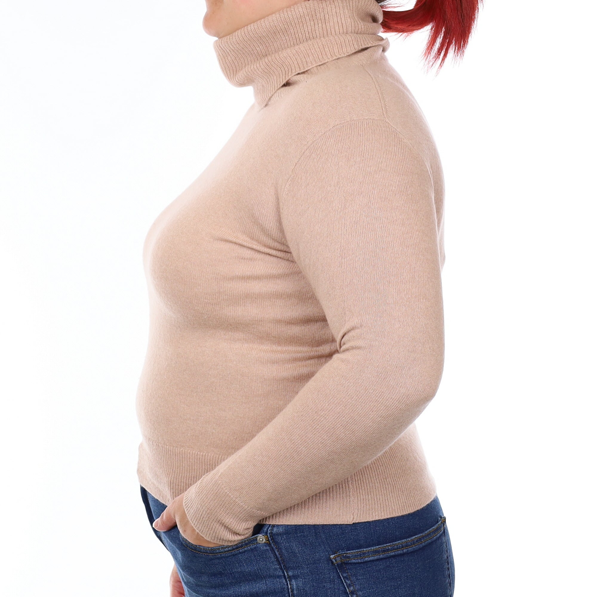 Pale Terracotta Cashmere Polo Neck Jumper Large