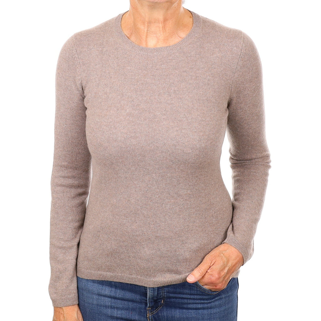 Mocha Brown Cashmere Crew Neck Jumper Medium