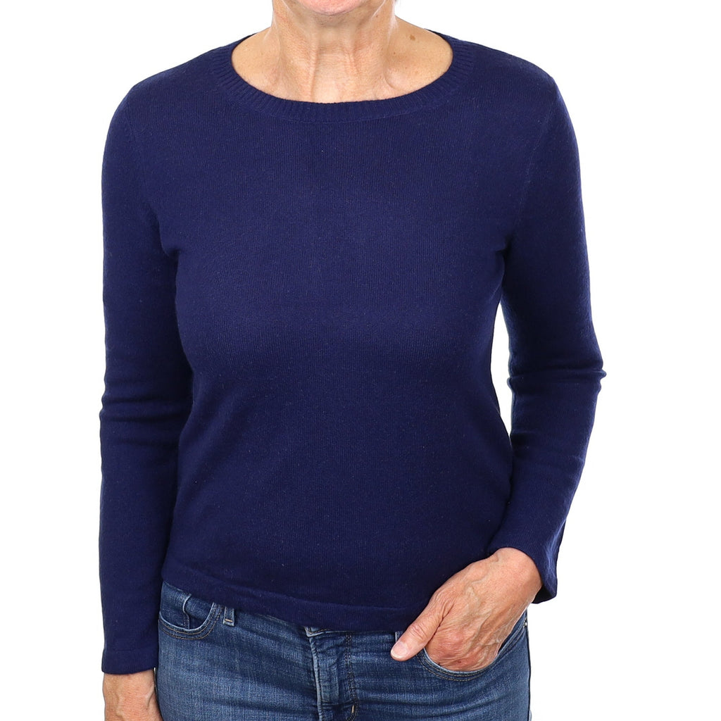 Navy Blue Cashmere Crew Neck Jumper Medium