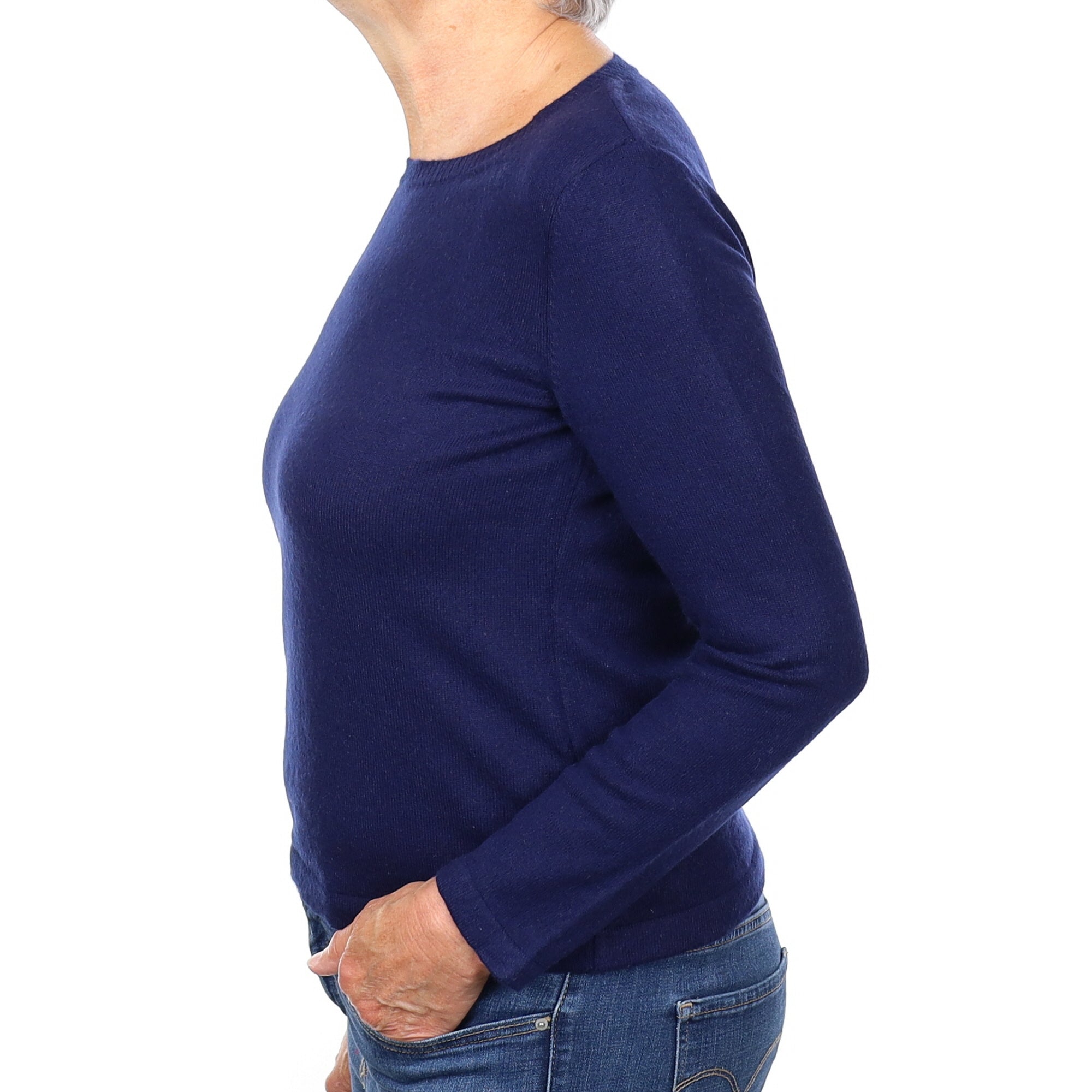 Navy Blue Cashmere Crew Neck Jumper Medium
