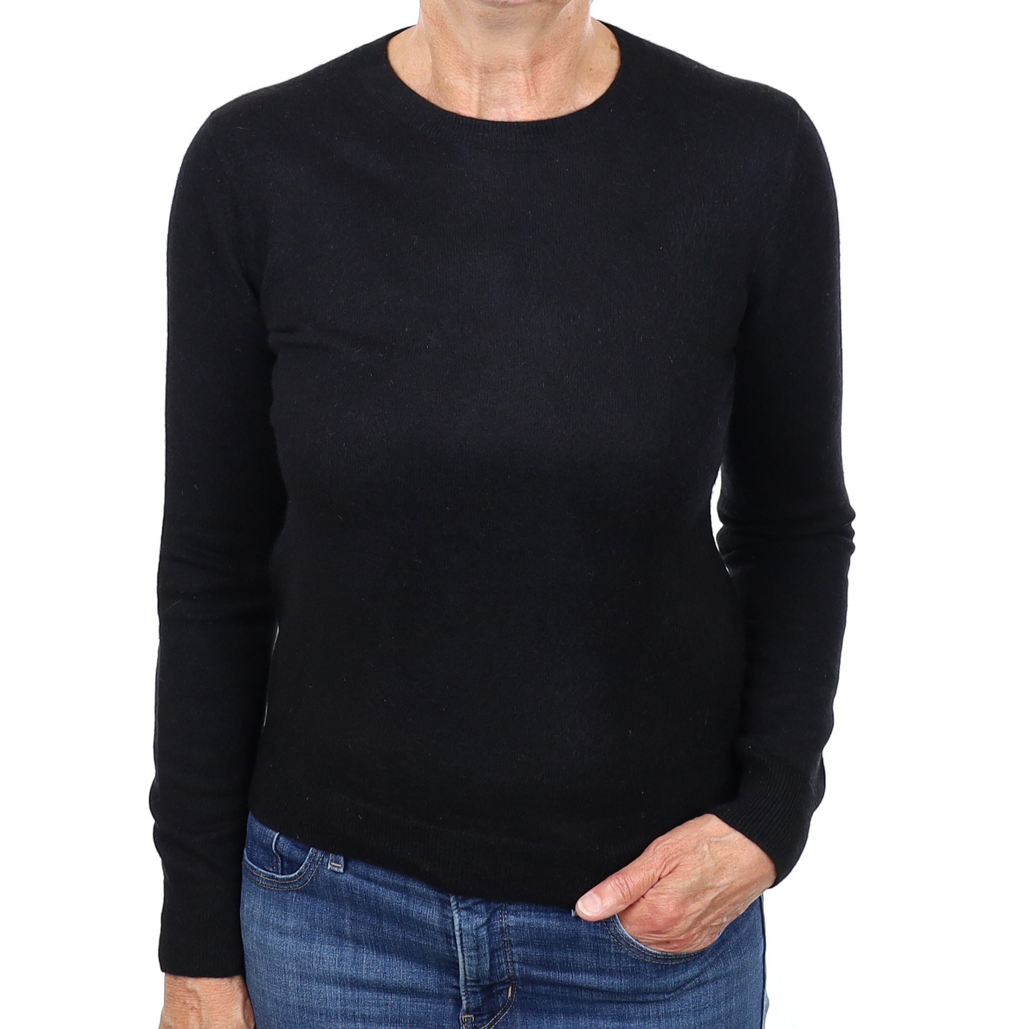 Black Cashmere Crew Neck Jumper Medium