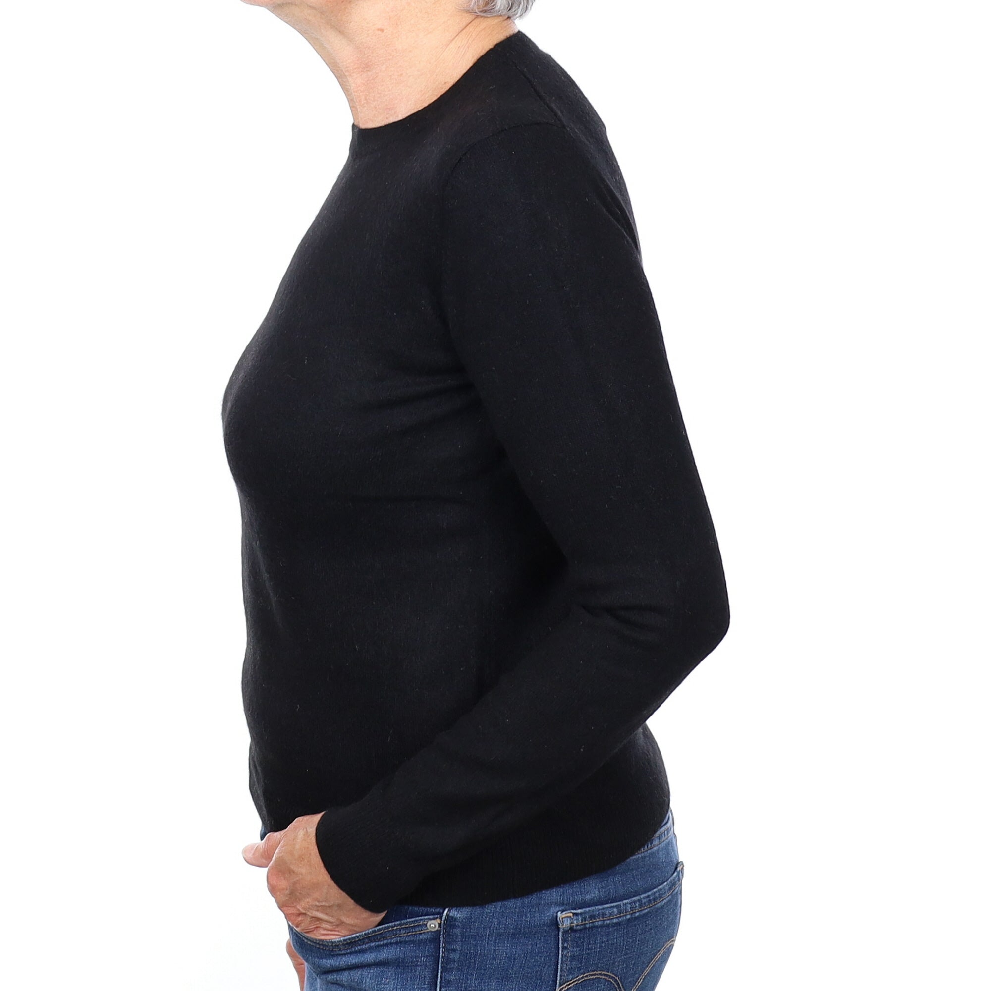 Black Cashmere Crew Neck Jumper Medium